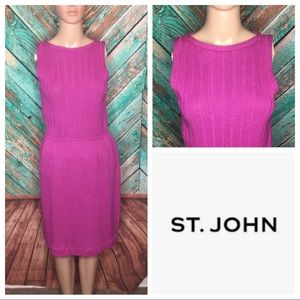 St. John Bright Fuchsia Sleeveless Knit Midi Dress
